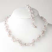 * Pink Silver Clear Butterfly Necklace Bracelet Set 7614 * Pink Silver Clear Butterfly Necklace Bracelet Set 7614