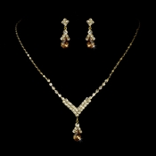 Gold Light Brown Necklace Earring Set 344 Gold Light Brown Necklace Earring Set 344