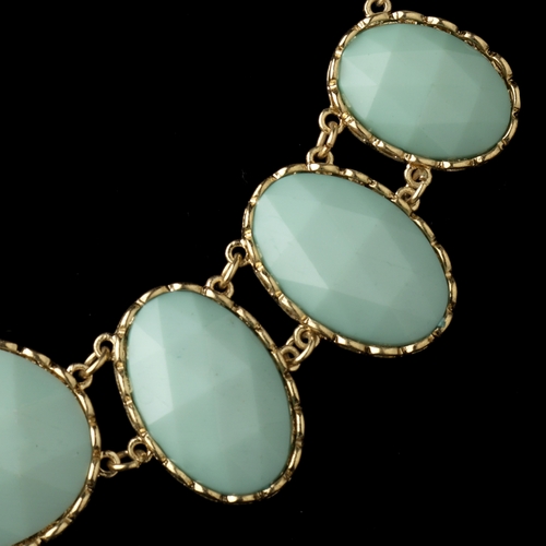 Gold Mint Green Faceted Bead Tribal Fashion Necklace & Earrings Jewelry Set 8160 Gold Mint Green Faceted Bead Tribal Fashion Necklace & Earrings Jewelry Set 8160