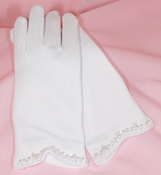 Children's Matte Satin Gloves with Beaded Pearl Accents GL Child 201 Children's Matte Satin Gloves with Beaded Pearl Accents GL Child 201