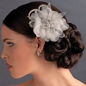 * Silver Feather Fascinator Clip with Brooch Pin 8106 * Silver Feather Fascinator Clip with Brooch Pin 8106