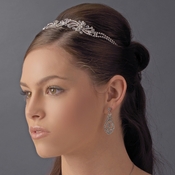 Floral Rhodium Flower Rhinestone Spray Headpiece - HP 8413 Silver Floral Rhodium Flower Rhinestone Spray Headpiece - HP 8413 Silver