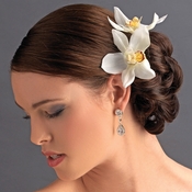 Elegant Delicate White Orchid Flower Hair Clip - Pin 907 White Elegant Delicate White Orchid Flower Hair Clip - Pin 907 White