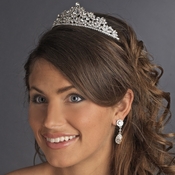 Antique Silver Clear Rhinestone Tiara Comb Headpiece 396 Antique Silver Clear Rhinestone Tiara Comb Headpiece 396
