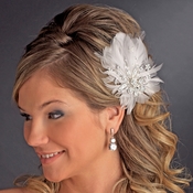 Feather Silver Crystal Bridal Hair Clip 456 with Brooch Pin Feather Silver Crystal Bridal Hair Clip 456 with Brooch Pin