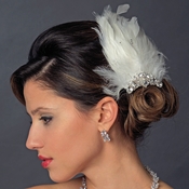 * Silver Ivory Feather Fascinator Hair Clip 1138 * Silver Ivory Feather Fascinator Hair Clip 1138