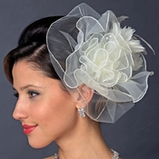 * Silver Ivory Feather Fascinator Hair Clip 1141 * Silver Ivory Feather Fascinator Hair Clip 1141