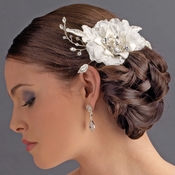 Vintage Lace Flower Bridal Comb w/ Silver Clear Rhinestones 8155 Vintage Lace Flower Bridal Comb w/ Silver Clear Rhinestones 8155