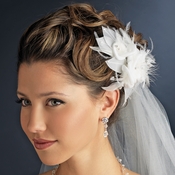 Feather Flower Bridal Hair Comb Adorn with Swarovski & Rhinestones Comb 8397 Ivory or White Feather Flower Bridal Hair Comb Adorn with Swarovski & Rhinestones Comb 8397 Ivory or White