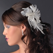 * Beautiful Feather Fascinator Bridal Flower Comb or Clip 441 White or Ivory * Beautiful Feather Fascinator Bridal Flower Comb or Clip 441 White or Ivory