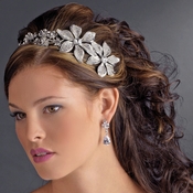 Immaculate Antique Silver Side Accented Flower Headpiece 9945 Immaculate Antique Silver Side Accented Flower Headpiece 9945