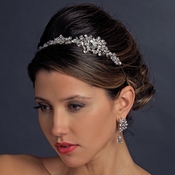 Antique Silver Clear Swarovski Crystal & Multi Cut Rhinestone Side Accented Headpiece 940 Antique Silver Clear Swarovski Crystal & Multi Cut Rhinestone Side Accented Headpiece 940