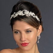 Antique Silver Clear & Rhinestone Flower and Leaf Double Side Accented Headband Headpiece ***Discontinued*** Antique Silver Clear & Rhinestone Flower and Leaf Double Side Accented Headband Headpiece ***Discontinued***