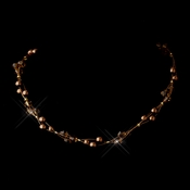 Gold Brown Czech Glass Pearl & Swarovski Crystal Bead Multiweave Illusion Necklace 8672 Gold Brown Czech Glass Pearl & Swarovski Crystal Bead Multiweave Illusion Necklace 8672