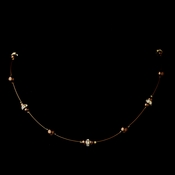 Gold Brown Czech Glass Pearl & Clear Rhinestone Rondelle Necklace 8805 Gold Brown Czech Glass Pearl & Clear Rhinestone Rondelle Necklace 8805