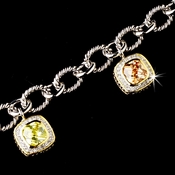 Silver Multi Color CZ Crystal with Gold Trim Bracelet 2704 Silver Multi Color CZ Crystal with Gold Trim Bracelet 2704
