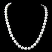Elegant Silver Diamond White Pearl Necklace N 8971 Elegant Silver Diamond White Pearl Necklace N 8971