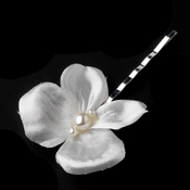 * Pearl Accented Floral Light Ivory Fabric Hair Pin 119 * Pearl Accented Floral Light Ivory Fabric Hair Pin 119