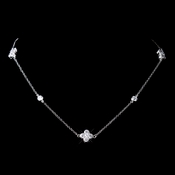 Antique Rhodium Silver Clear CZ Crystal Clover Chain Necklace 8569 Antique Rhodium Silver Clear CZ Crystal Clover Chain Necklace 8569