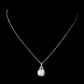 Antique Rhodium Silver Clear CZ Princess Cut Square Pave Drop Necklace 8114 Antique Rhodium Silver Clear CZ Princess Cut Square Pave Drop Necklace 8114