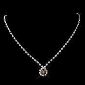 Silver Brown & Clear Round Rhinestone Necklace 0511 Silver Brown & Clear Round Rhinestone Necklace 0511