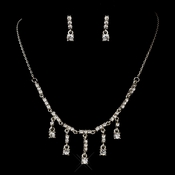 Antique Silver Rhodium Clear Rhinestone Dangle Necklace & Earrings Jewelry Set 0231 Antique Silver Rhodium Clear Rhinestone Dangle Necklace & Earrings Jewelry Set 0231