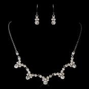 Silver Clear Round Rhinestone Necklace & Earrings Jewelry Set 2136 Silver Clear Round Rhinestone Necklace & Earrings Jewelry Set 2136
