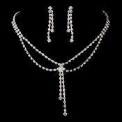 Silver Clear Rhinestone Dangle Necklace & Earrings Jewelry Set 5310 Silver Clear Rhinestone Dangle Necklace & Earrings Jewelry Set 5310