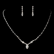 Silver Clear Navette & Round Rhinestone Necklace & Earrings Jewelry Set 7057 Silver Clear Navette & Round Rhinestone Necklace & Earrings Jewelry Set 7057