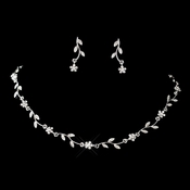 Silver Clear Round Rhinestone Floral Necklace & Earrings Jewelry Set 7545 Silver Clear Round Rhinestone Floral Necklace & Earrings Jewelry Set 7545