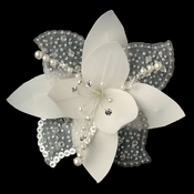Flower Fascinator with Pearl & Swarovski Crystal Bead Hair Clip 779 Flower Fascinator with Pearl & Swarovski Crystal Bead Hair Clip 779