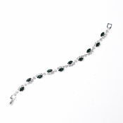 Silver Emerald & Clear Marquise Rhinestone Bracelet 9344 Silver Emerald & Clear Marquise Rhinestone Bracelet 9344