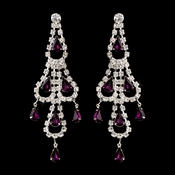 Silver Amethyst & Clear Teardrop Rhinestone Chandelier Earrings 0106 Silver Amethyst & Clear Teardrop Rhinestone Chandelier Earrings 0106