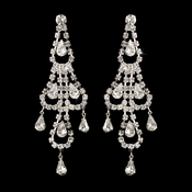 Silver Clear Teardrop Rhinestone Chandelier Earrings 0106 Silver Clear Teardrop Rhinestone Chandelier Earrings 0106