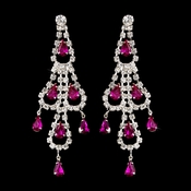 Silver Fuchsia & Clear Teardrop Rhinestone Chandelier Earrings 0106 Silver Fuchsia & Clear Teardrop Rhinestone Chandelier Earrings 0106