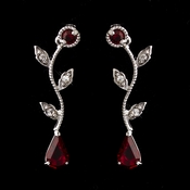 Silver Ruby & Clear CZ Teardrop Rhinestone Vine Drop Earrings 0116 Silver Ruby & Clear CZ Teardrop Rhinestone Vine Drop Earrings 0116