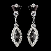 Silver Black & Clear Marquise Baguette Round Rhinestone Drop Earrings 0124 Silver Black & Clear Marquise Baguette Round Rhinestone Drop Earrings 0124