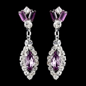 Silver Light Amethyst & Clear Marquise Baguette Round Rhinestone Drop Earrings 0124 Silver Light Amethyst & Clear Marquise Baguette Round Rhinestone Drop Earrings 0124
