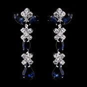Silver Navy & Clear Round, Marquise, Teardrop Earrings 1007 Silver Navy & Clear Round, Marquise, Teardrop Earrings 1007