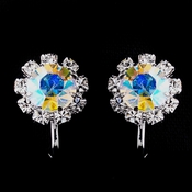Silver AB & Clear Round Rhinestone Clipped Stud Earrings 1442 Silver AB & Clear Round Rhinestone Clipped Stud Earrings 1442