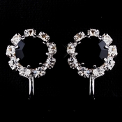 Silver Black & Clear Round Rhinestone Pierced Stud Earrings 1442 Silver Black & Clear Round Rhinestone Pierced Stud Earrings 1442