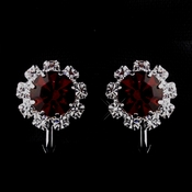 Silver Ruby & Clear Round Rhinestone Clipped Stud Earrings 1442 Silver Ruby & Clear Round Rhinestone Clipped Stud Earrings 1442