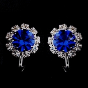 Silver Sapphire & Clear Round Rhinestone Pierced Stud Earrings 1442 Silver Sapphire & Clear Round Rhinestone Pierced Stud Earrings 1442