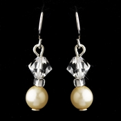 Silver Ivory Czech Glass Pearl & Swarovski Crystal Bead Earrings 2031 Silver Ivory Czech Glass Pearl & Swarovski Crystal Bead Earrings 2031