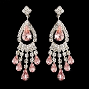 Silver Pink Teardrop & Clear Round Rhinestone Chandelier Earrings 2479 Silver Pink Teardrop & Clear Round Rhinestone Chandelier Earrings 2479