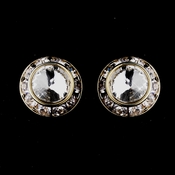 Gold Clear Rhinestone Rondelle Clipped Stud Earrings 4712 Gold Clear Rhinestone Rondelle Clipped Stud Earrings 4712