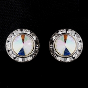 Silver AB Rhinestone Rondelle Clipped Stud Earrings 4712 Silver AB Rhinestone Rondelle Clipped Stud Earrings 4712
