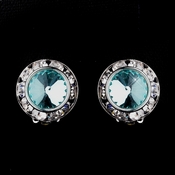 Silver Aqua Rhinestone Rondelle Pierced Stud Earrings 4712 Silver Aqua Rhinestone Rondelle Pierced Stud Earrings 4712