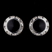Silver Black Rhinestone Rondelle Clipped Stud Earrings 4712 Silver Black Rhinestone Rondelle Clipped Stud Earrings 4712
