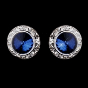 Silver Navy Rhinestone Rondelle Pierced Stud Earrings 4712 Silver Navy Rhinestone Rondelle Pierced Stud Earrings 4712